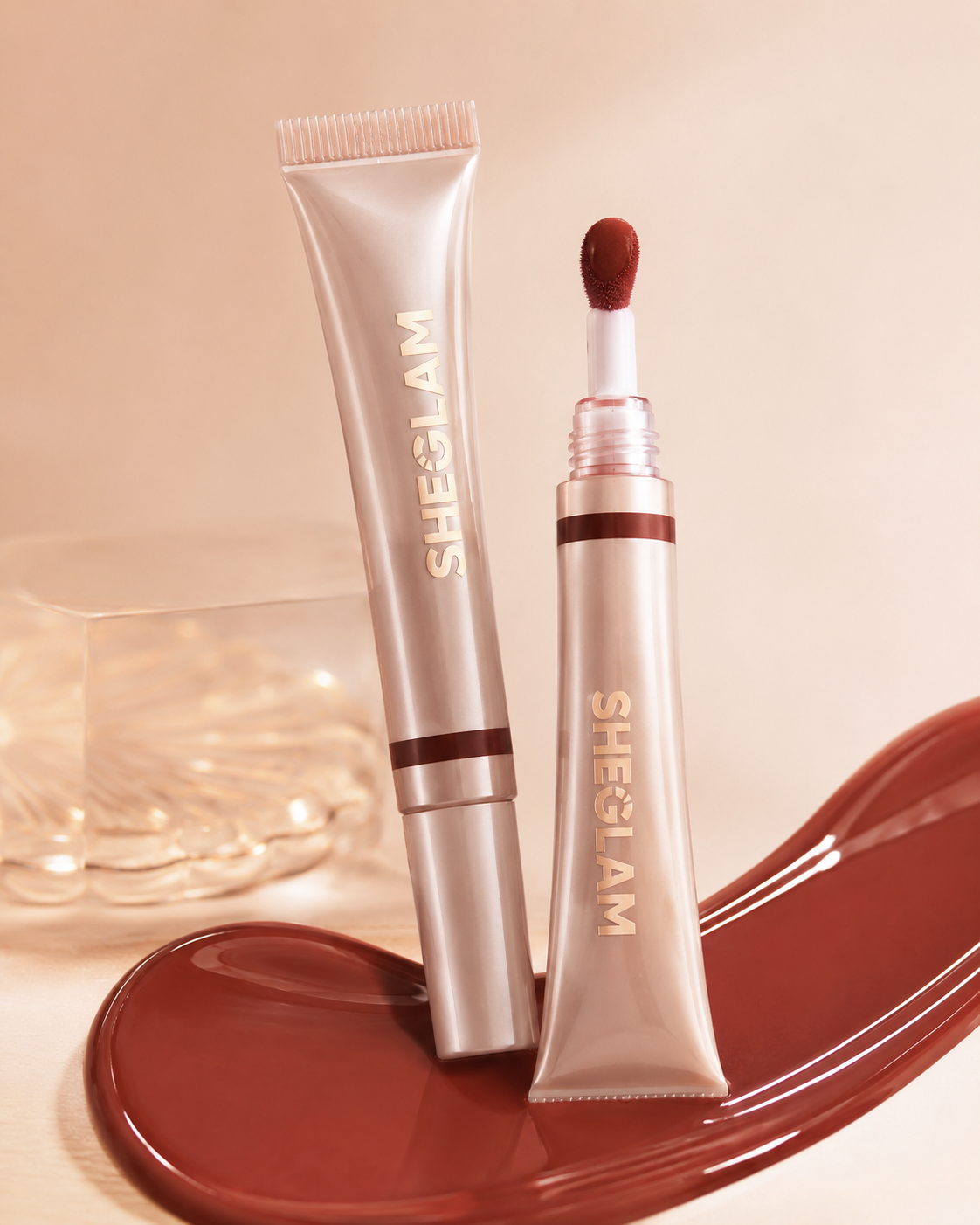 SHEGLAM Lip Gloss – Cat Nap, Glossy Deep Rose Brown Lip Color for Soft Glam Makeup