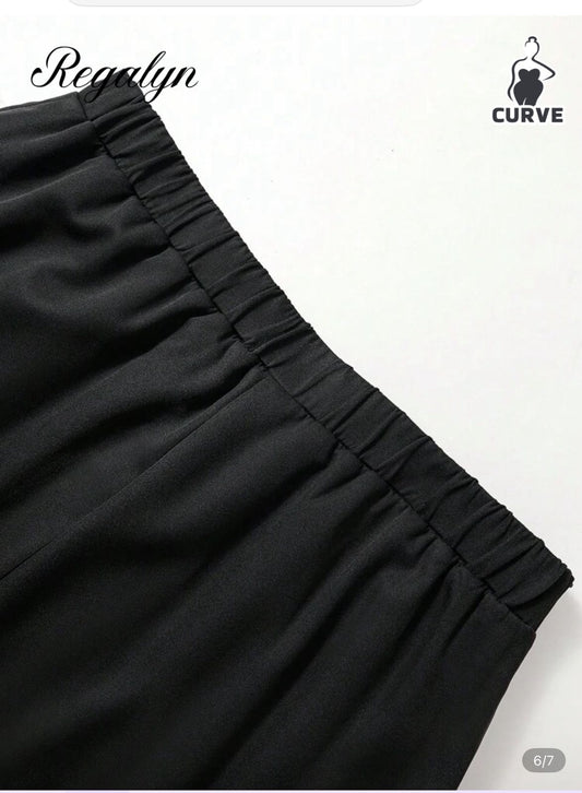 Women’s Black Asymmetrical Pleated Midi Skirt – Elegant High Waist Flowy Skirt