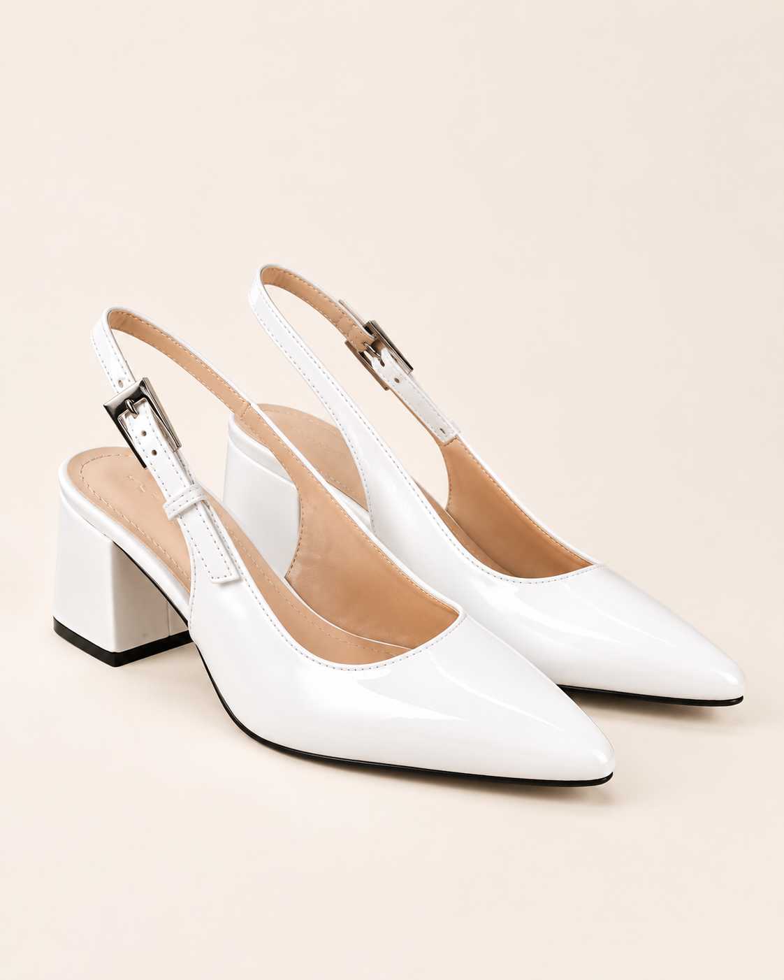 Women’s White Slingback Block Heel Pumps – SHEIN Fast Delivery in 5 Days