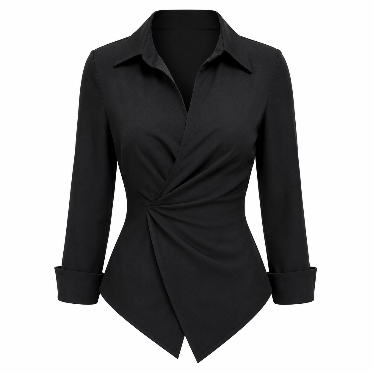 Black Asymmetrical Wrap Collar Blouse – SHEIN Fast Delivery in 5 Days