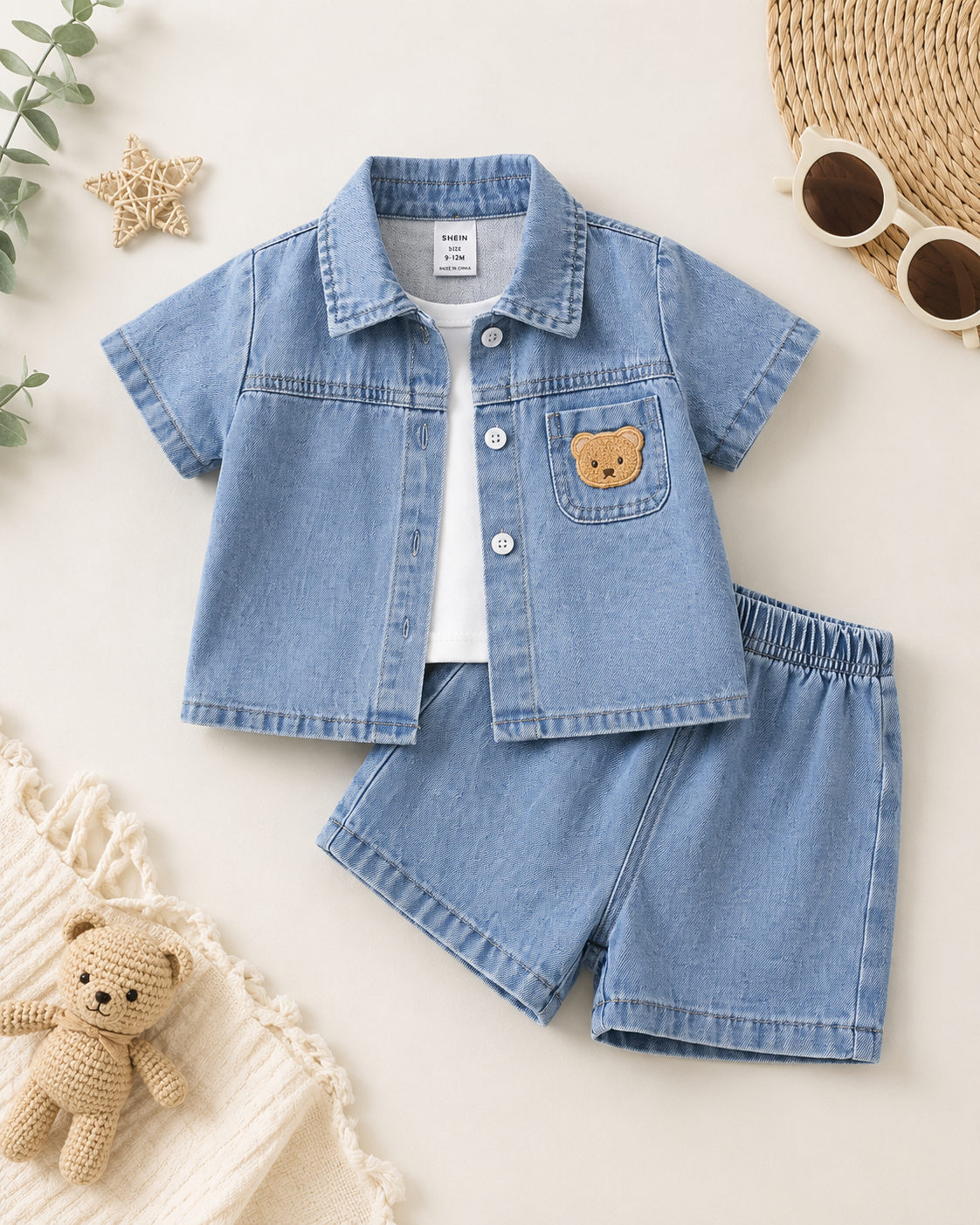 Boys Blue Denim Shirt and Shorts Set – SHEIN Fast Delivery in 5 Days