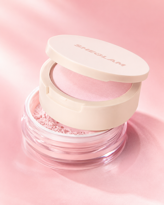 SHEGLAM Blur & Lift Setting Powder Duo – Bubblegum, Pink Brightening Loose Powder for Soft Blurred Makeup Finish
