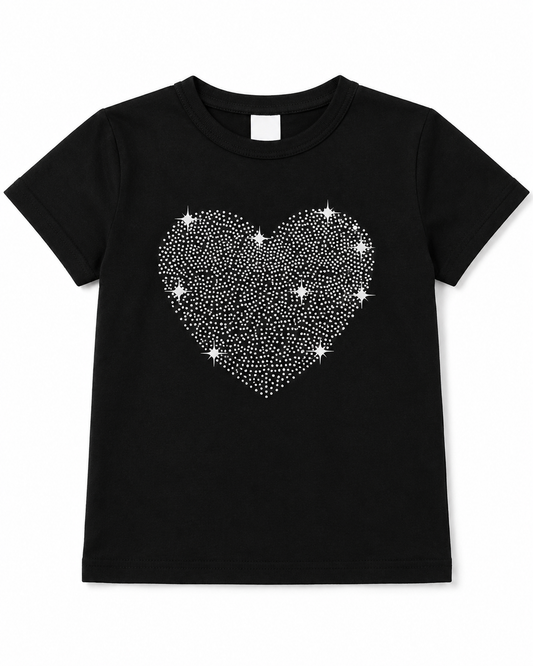 SHEIN Girls Heart Graphic Short Sleeve T-Shirt Set