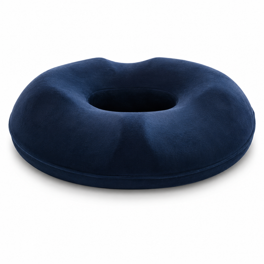 Hemorrhoids Extra Memory Foam Cushion with Cotton Cover – Navy Blue Ergonomic Donut Seat Cushion 40 x 45 cm