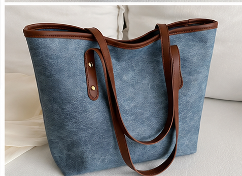 Women’s Blue Denim-Style Shoulder Tote Bag