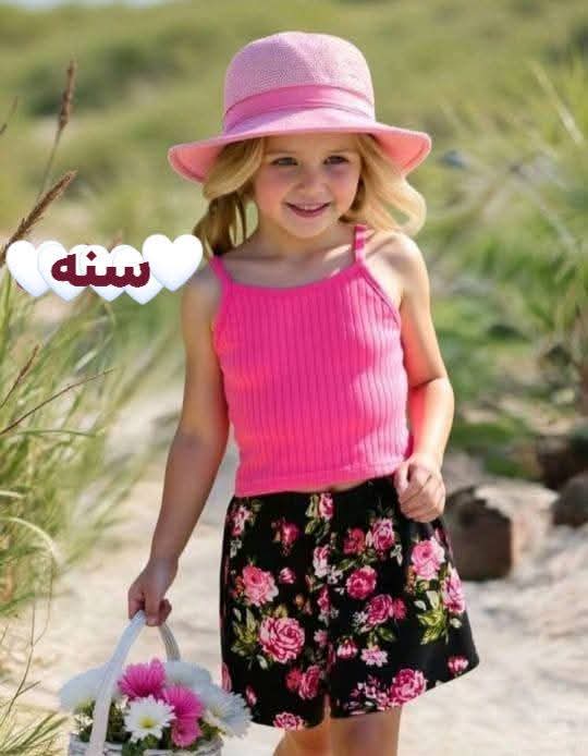 Toddler Girl Pink Ribbed Top, Floral Shorts & Hat Set โ 1 Year | SHEIN Fast Delivery in 5 Days