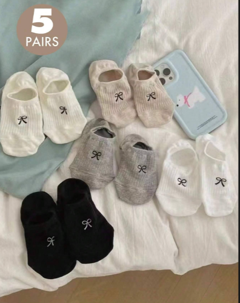 5 Pairs Bow No-Show Socks Set โ SHEIN Fast Delivery in 5 Days