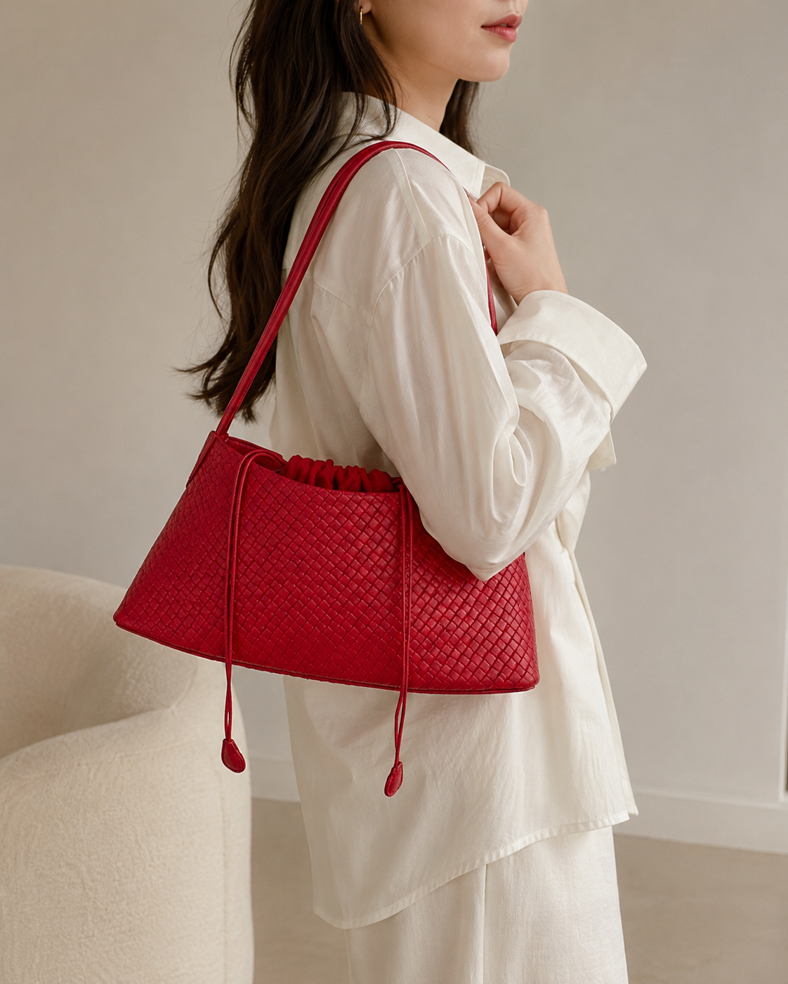 SHEIN Women Red Quilted Shoulder Bag