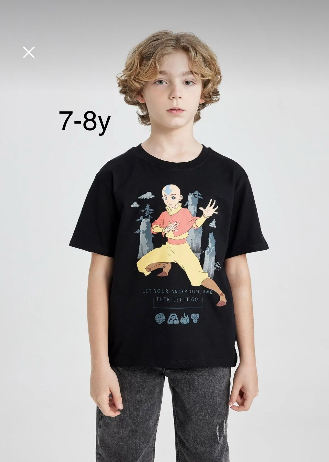 Defacto Boys Black Anime Character T-Shirt 7-8Y