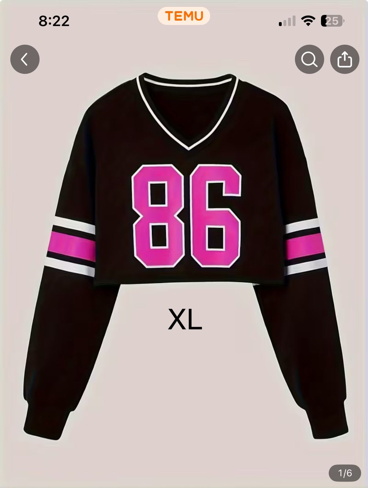 Women’s Black Cropped Varsity Sweatshirt, Pink 86 Long Sleeve Pullover