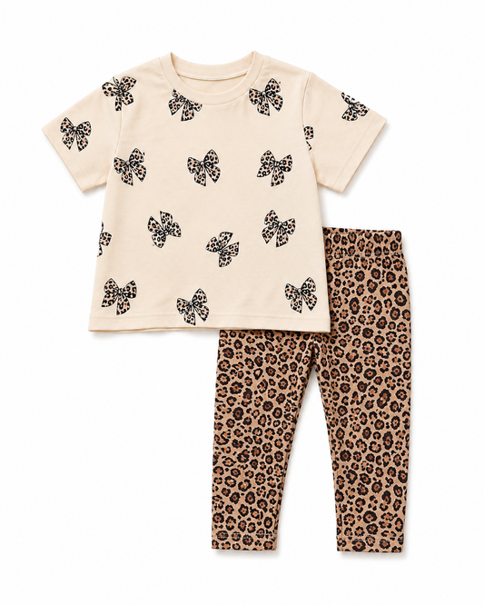 Girls Leopard Bow Top and Leggings Set – SHEIN Fast Delivery in 5 Days