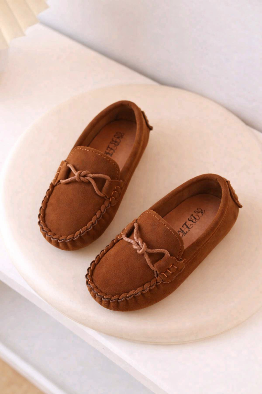 Kids Brown Suede Loafers โ Soft Sole Slip-On Casual Shoes