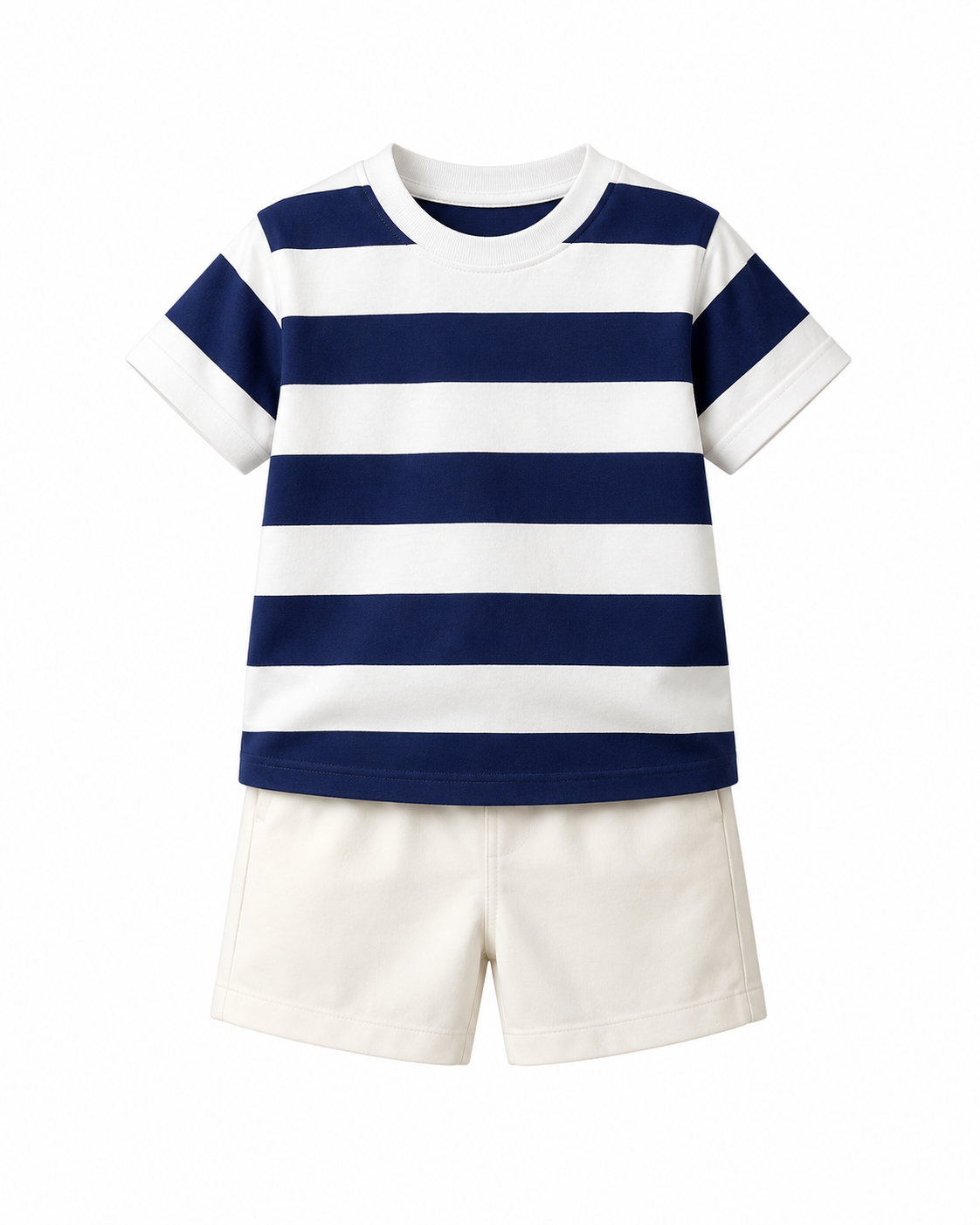 Boys Navy Striped T-Shirt and Beige Shorts Set – SHEIN Fast Delivery in 5 Days