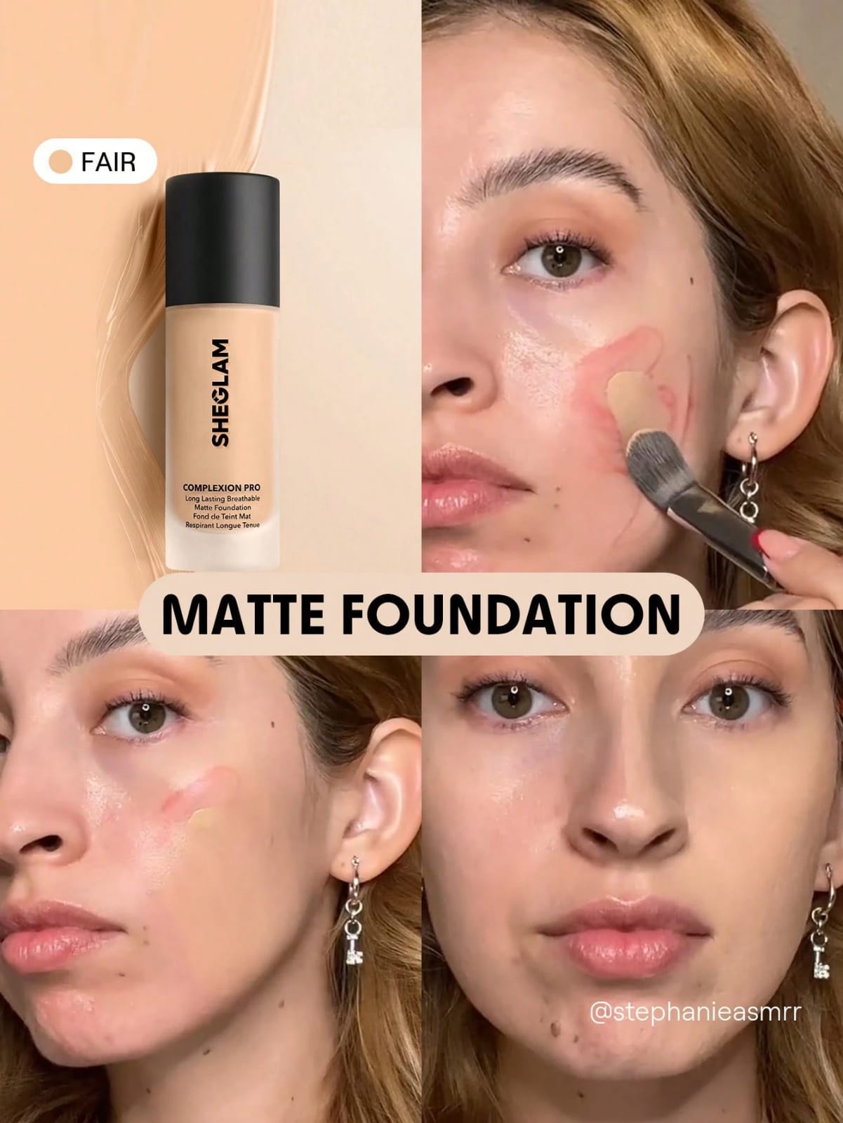 SHEGLAM Complexion Pro Matte Foundation – Long Lasting Breathable Liquid Base – Porcelain & Fair Shades