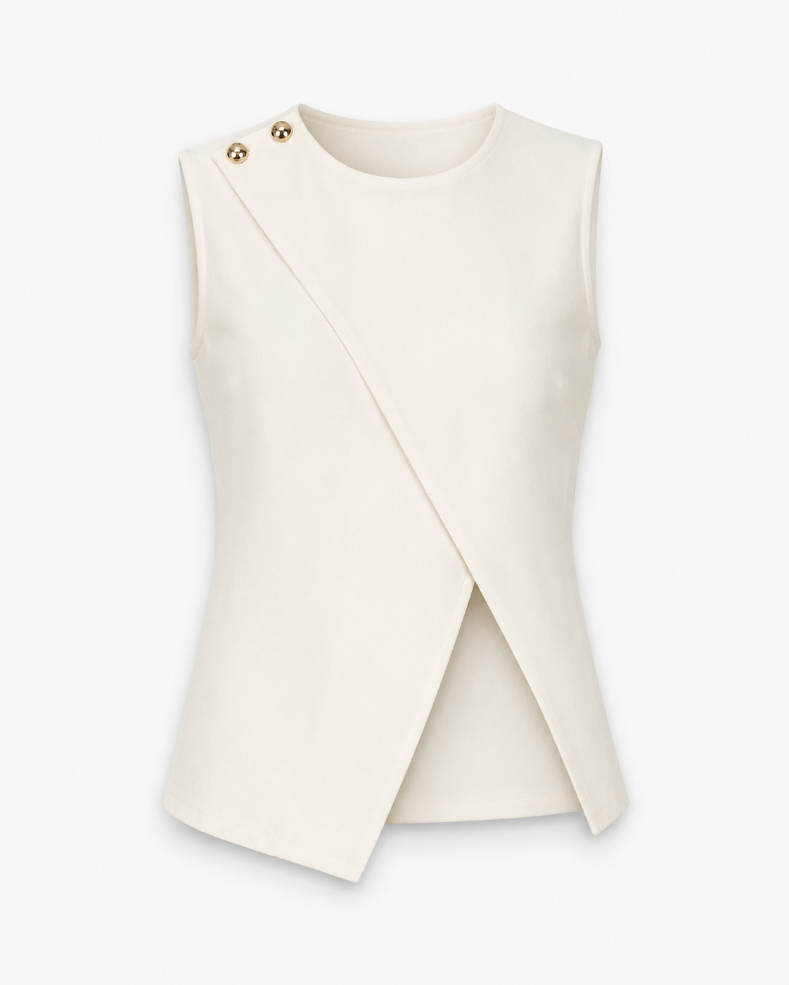 Cream Sleeveless Asymmetric Button Vest Top – SHEIN Fast Delivery in 5 Days