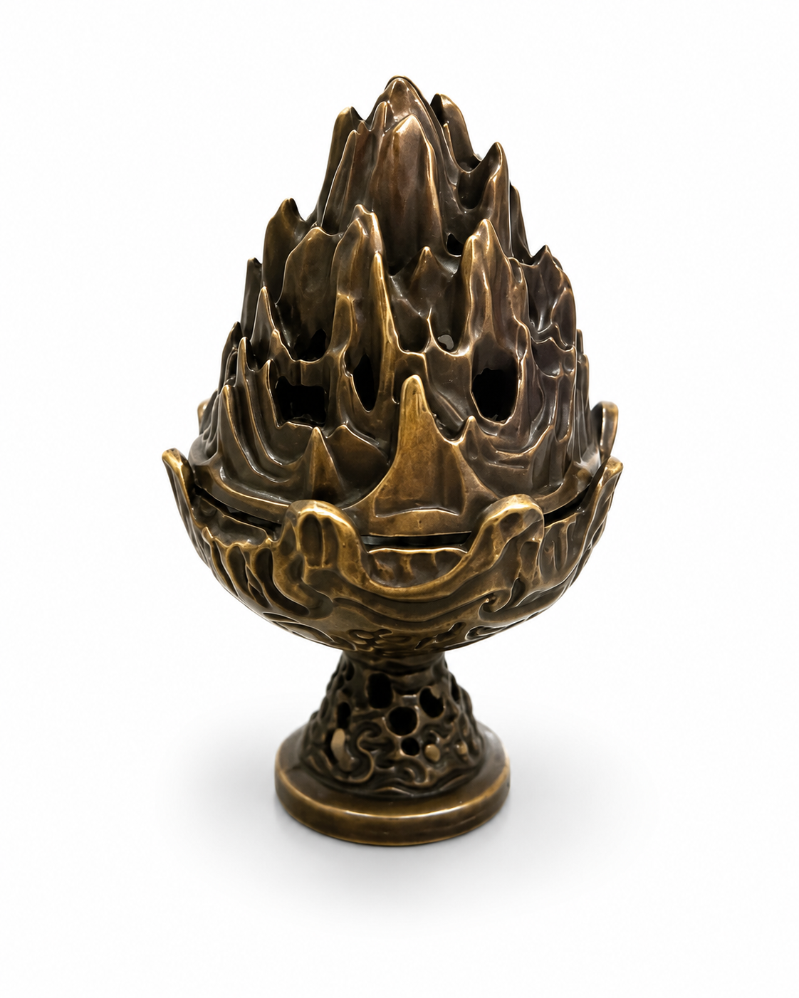 Antique Bronze Lotus Incense Burner
