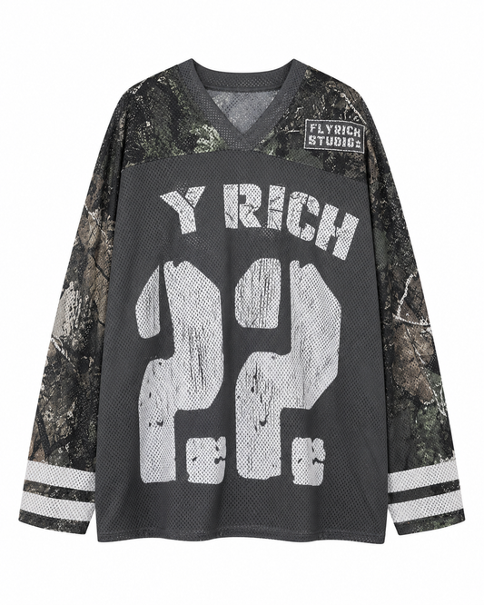 Women’s Grey Oversized Graphic Jersey Top, Long Sleeve Streetwear Pullover