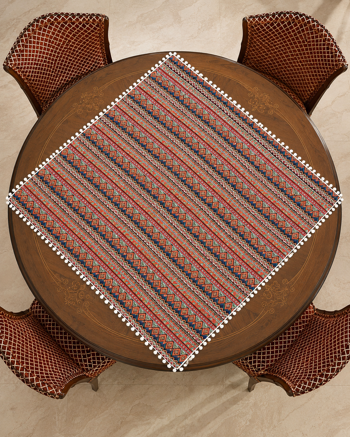 Bohemian Geometric Tassel Table Cover 140 x 140 cm