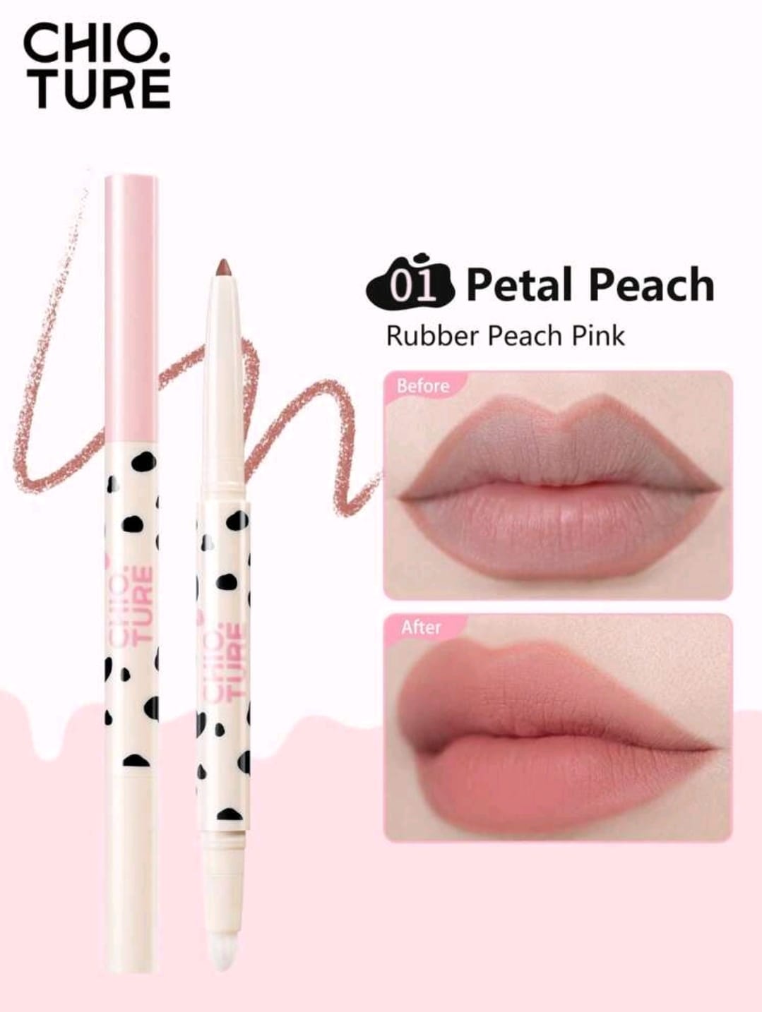 CHIOTURE Lip Liner Pencil – 01 Petal Peach – Rubber Peach Pink