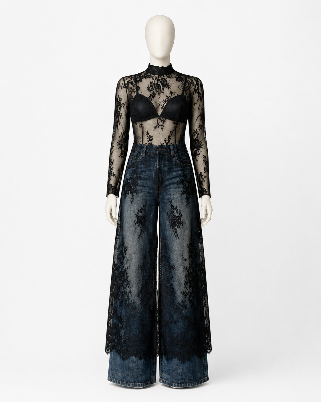 Black Sheer Lace Long Sleeve Maxi Cover-Up – SHEIN Fast Delivery in 5 Days