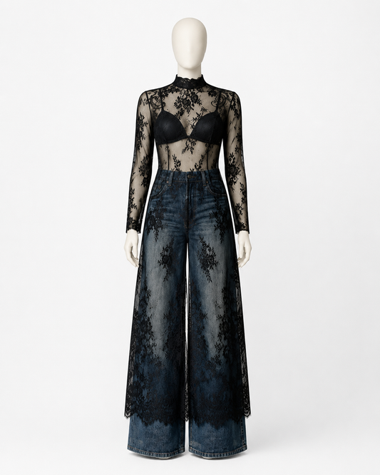 Black Sheer Lace Long Sleeve Maxi Cover-Up – SHEIN Fast Delivery in 5 Days