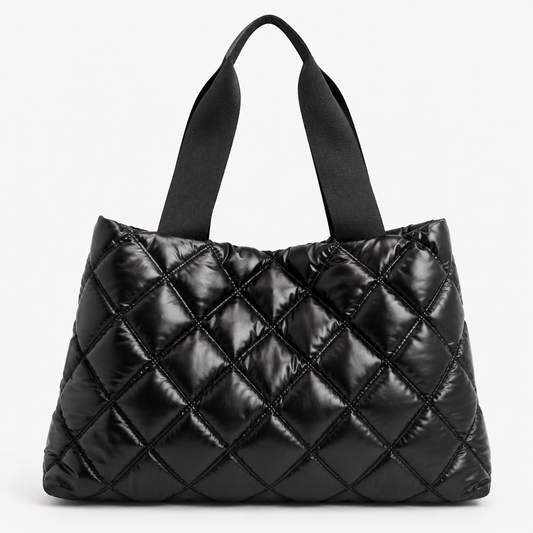 Women’s Black Quilted Puffer Tote Bag