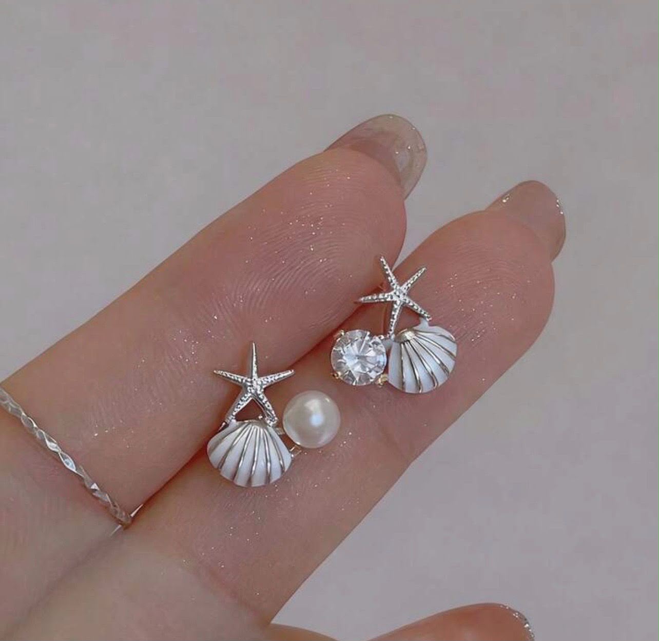 SHEIN Shell Starfish Earrings – Beach Style Pearl & Crystal Drop Earrings, Fast Delivery in 5 Days