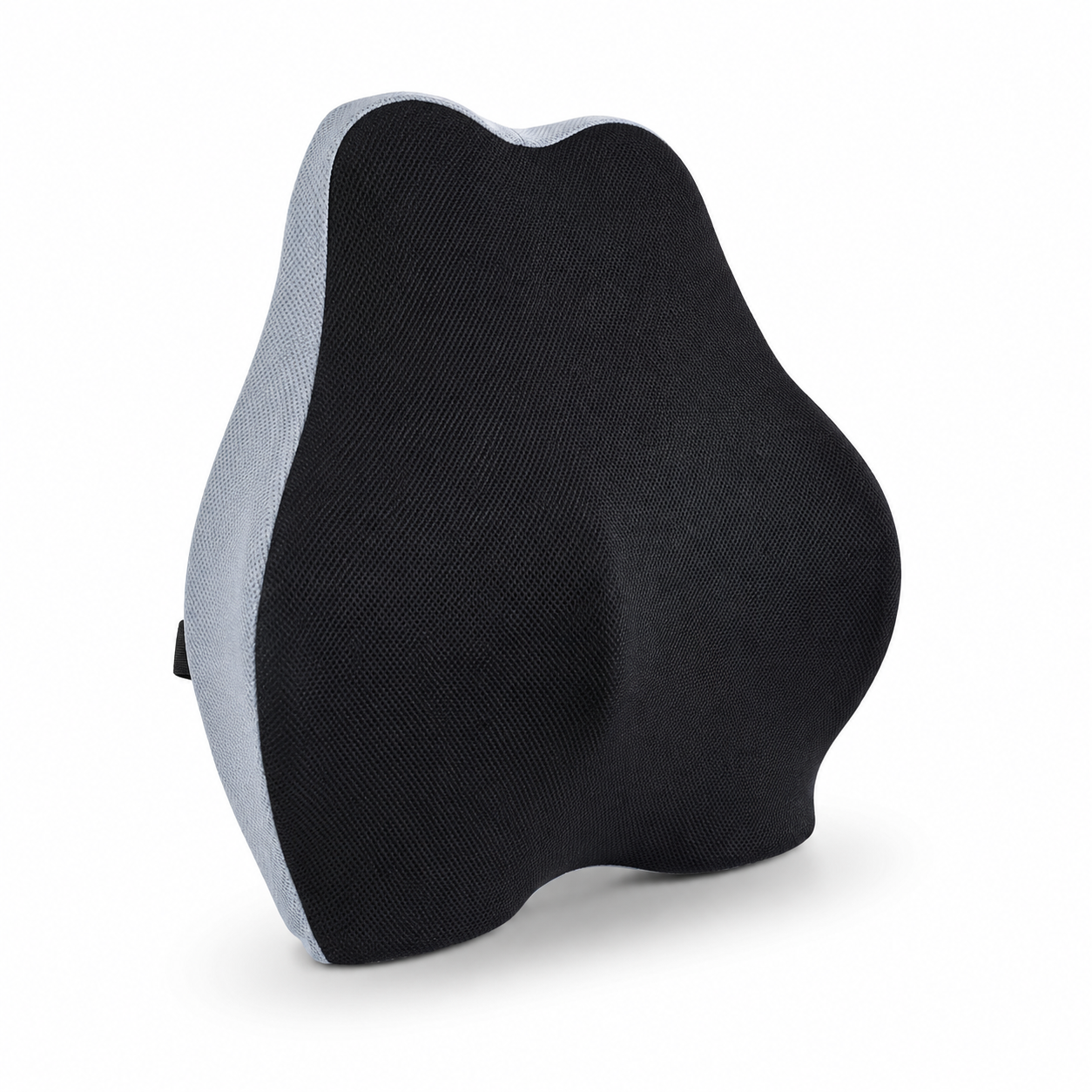 King Lumbar Memory Foam Cushion with Cotton Cover – Black and Gray Ergonomic Back Support Pillow 50 x 41 cm