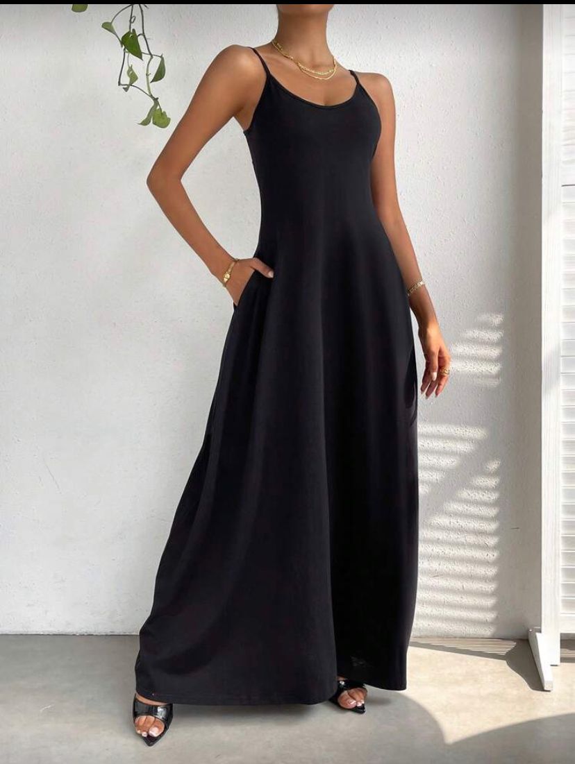 Elegant Black Maxi Dress – Women Sleeveless Casual Summer Dress