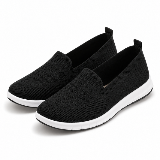 Women’s Black Knit Slip-On Walking Shoes