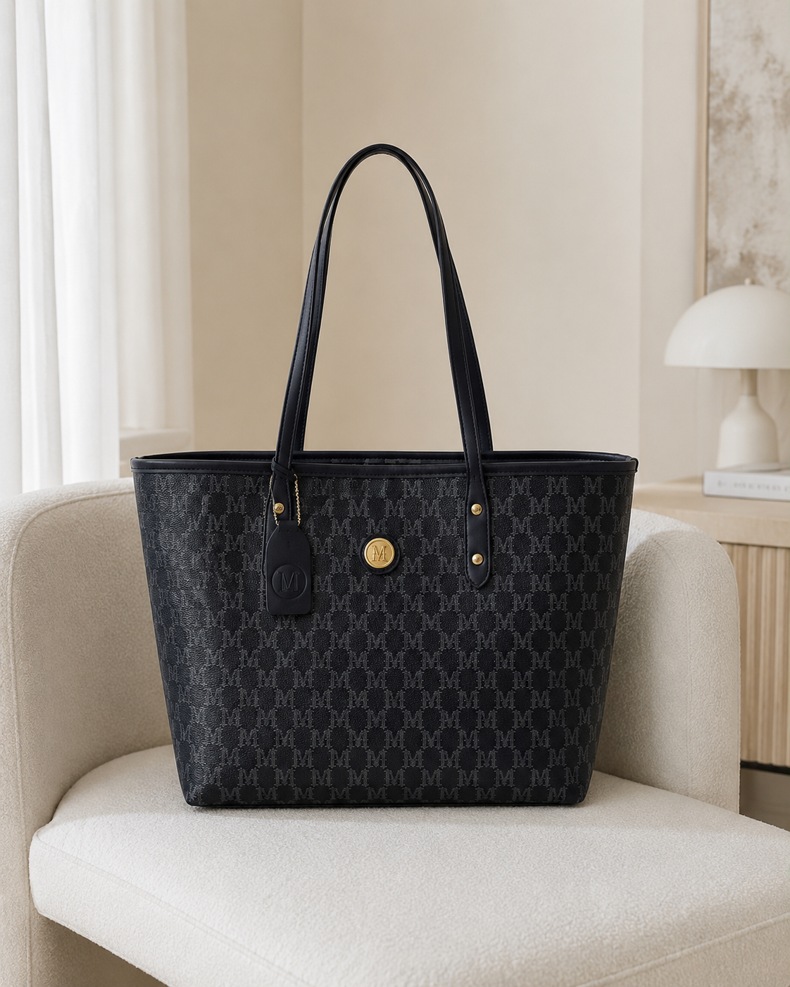 Women’s Black Monogram Tote Bag – SHEIN Fast Delivery in 5 Days