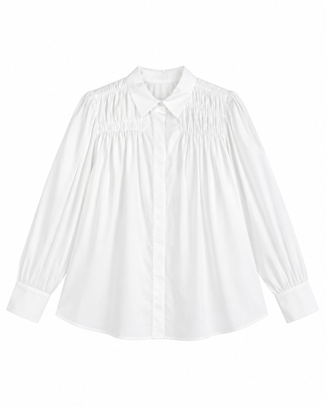 White Gathered Long Sleeve Blouse โ SHEIN Fast Delivery in 5 Days