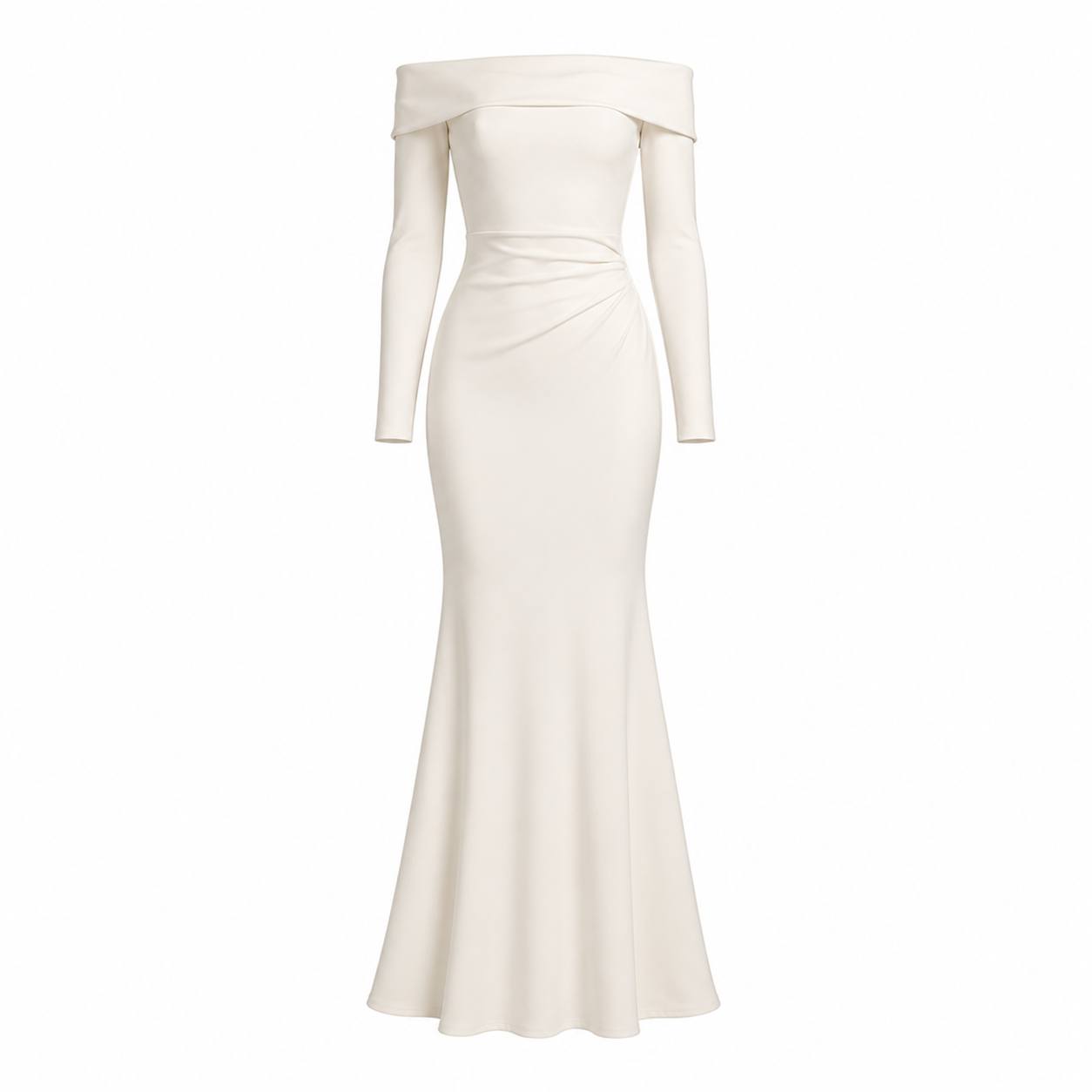SHEIN Women’s Ivory Off Shoulder Mermaid Dress – Long Sleeve Elegant Maxi Dress, SHEIN Fast Delivery in 5 Days