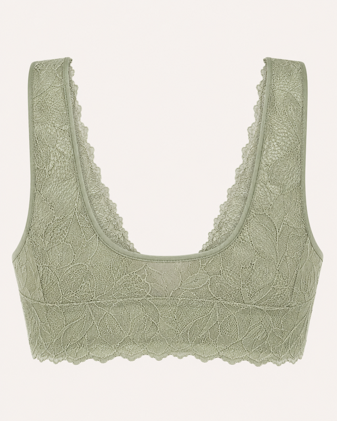 Sage Green Floral Lace Wireless Bra for Women – Full Coverage Comfort Bra – Soft Support – Shein Style Everyday Lingerie