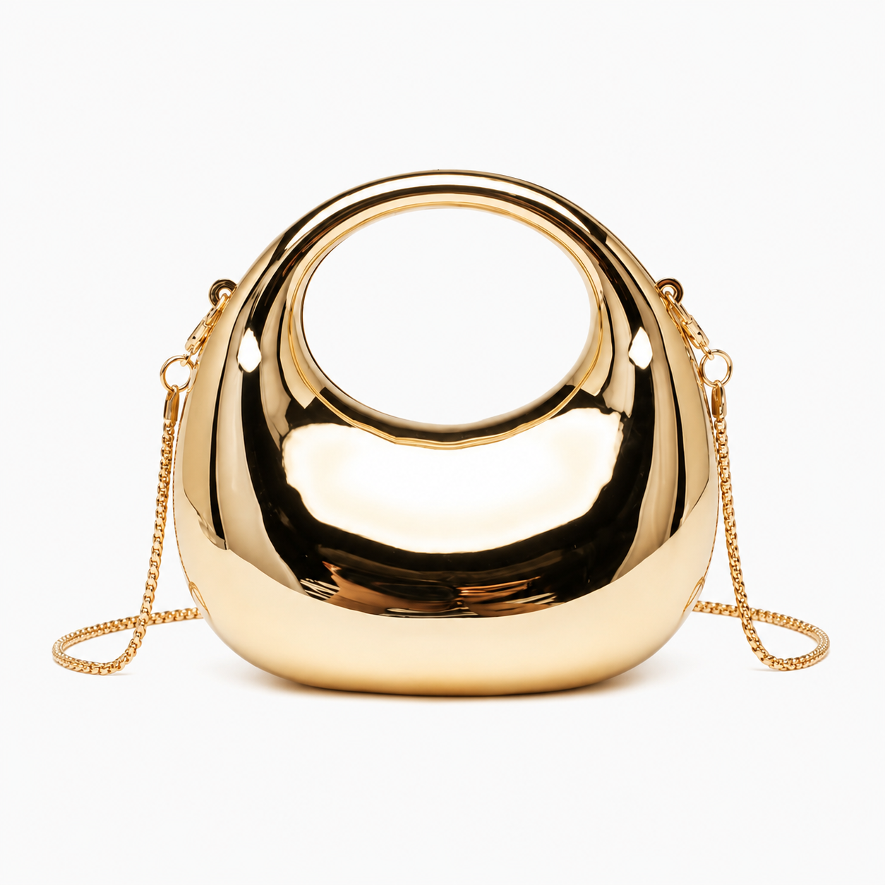 SHEIN Women’s Gold Metallic Mini Bag – Round Handle Chain Crossbody Bag, SHEIN Fast Delivery in 5 Days