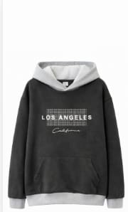 Teen Boys Los Angeles Colorblock Hoodie – Grey & Dark Grey Casual Hooded Sweatshirt