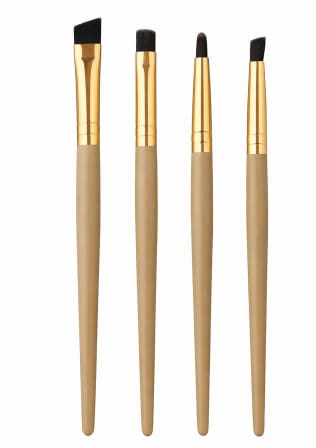4-Piece Precision Makeup Brush Set – Soft Detail Eye & Concealer Brushes – Gold Ferrule Cosmetic Brush Kit