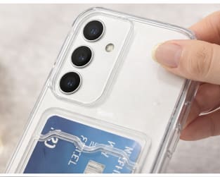 Clear Card Holder Phone Case for Samsung Galaxy A15 – Transparent Protective Cover – Built-In Back Pocket