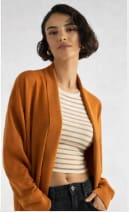 Rust Open Front Long Cardigan – Women’s Soft Knit Casual Layering Outerwear