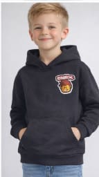 Kids Dark Grey Graphic Hoodie – Casual Fleece Hooded Sweatshirt for Boys