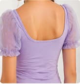 Girls Ruched Bodycon Dress with Sheer Puff Sleeves – Lavender Purple – Size 13 Years