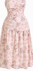 SHEIN MOD Plus Floral Print Butterfly Hem Dress – Sleeveless Square Neck Midi Dress – Soft Pink