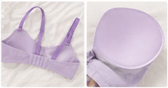 Women’s Lavender Padded Bra – Wire Free Seamless Everyday Bralette with Love Detail