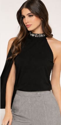 Black One Shoulder Top for Women – Elegant Asymmetrical Slim Fit Blouse