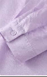 Women's Satin Button Front Shirt – Lavender Long Sleeve Collared Blouse – Glossy Loose Fit Elegant Top
