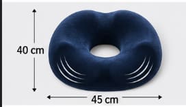 Hemorrhoids Extra Memory Foam Cushion with Cotton Cover – Navy Blue Ergonomic Donut Seat Cushion 40 x 45 cm