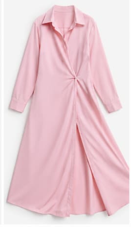 SHEIN Women’s Pink Long Shirt Dress – Button Front Wrap Style Maxi Blouse, SHEIN Fast Delivery in 5 Days