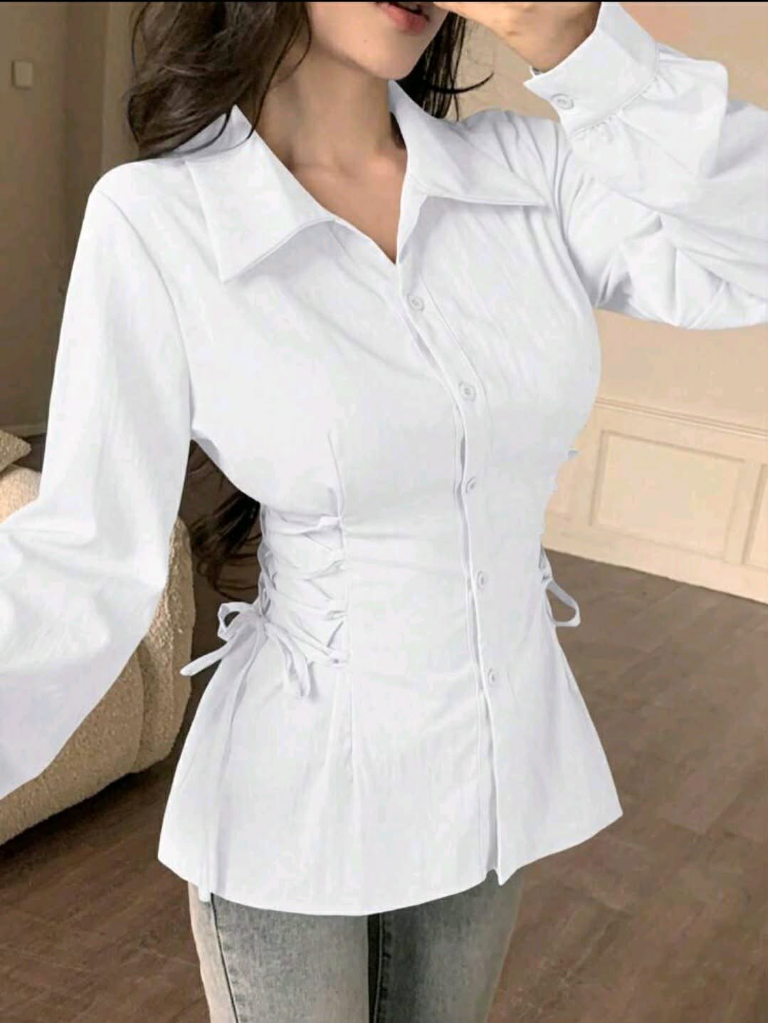 Women’s White Lace-Up Waist Shirt – SHEIN Fast Delivery in 5 Days