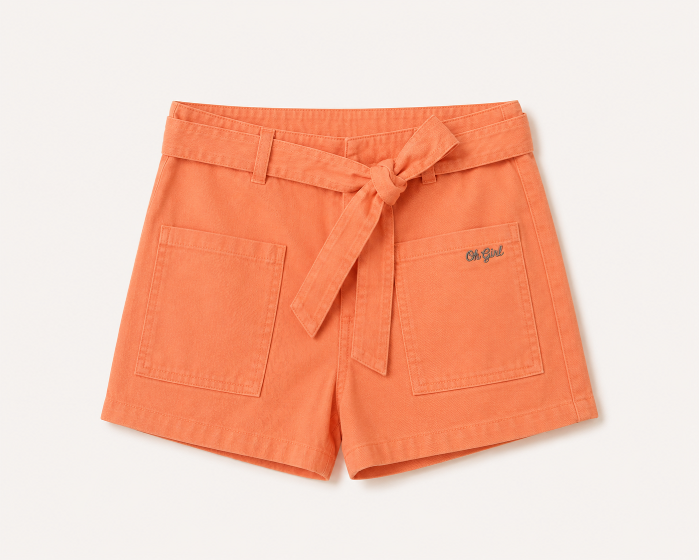Girls Utility Shorts – Coral Belted Summer Shorts