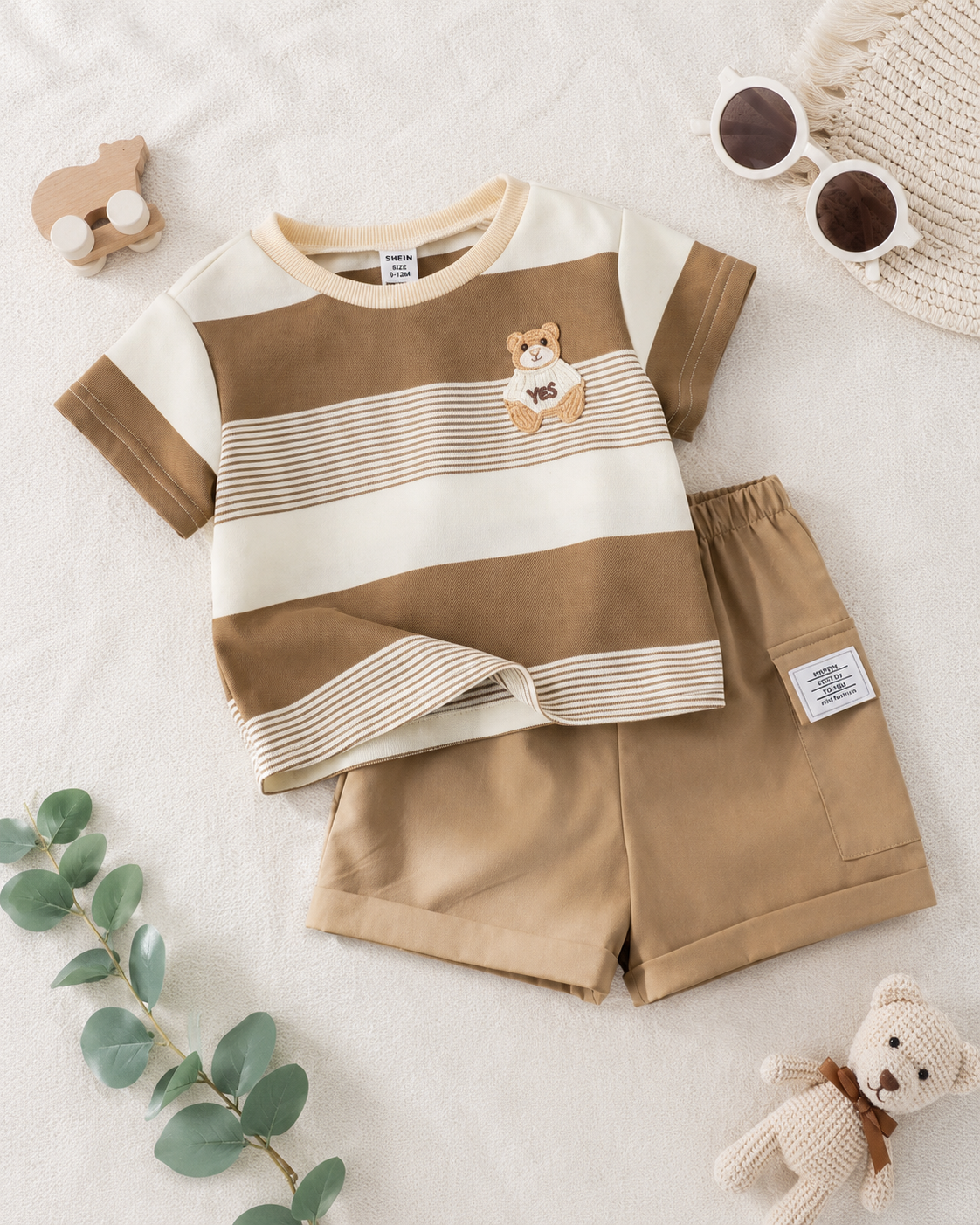 Boys Brown Striped T-Shirt and Shorts Set – SHEIN Fast Delivery in 5 Days
